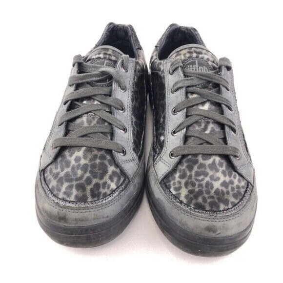 FitFlop Rally Pewter Leopard Leather Sneakers 9 - Picture 4 of 12